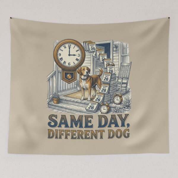 Item preview, Same Day Different Dog Funny Time Loop Classic Comedy Lover Gift Idea designed and sold by FurRealStudioCo.