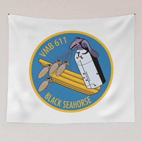 Item preview, USMC VMB-611 "Black Seahorse" WWII Squadron Patch designed and sold by CharlieDesings.