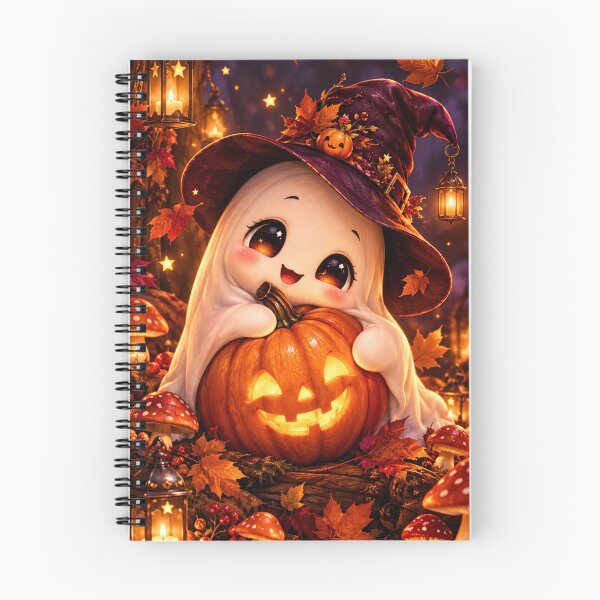 Item preview, Cozy Little Witch Ghost Hugging Pumpkin - Cute Autumn Magic Art designed and sold by Gold&pixels.