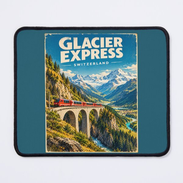 Item preview, Glacier Express Switzerland Swiss Alps Vintage Travel Poster designed and sold by Globalcitytees.