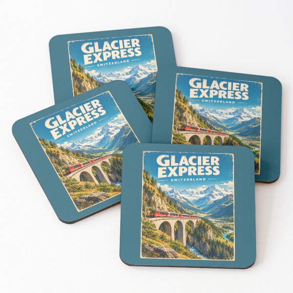 Item preview, Glacier Express Switzerland Swiss Alps Vintage Travel Poster designed and sold by Globalcitytees.