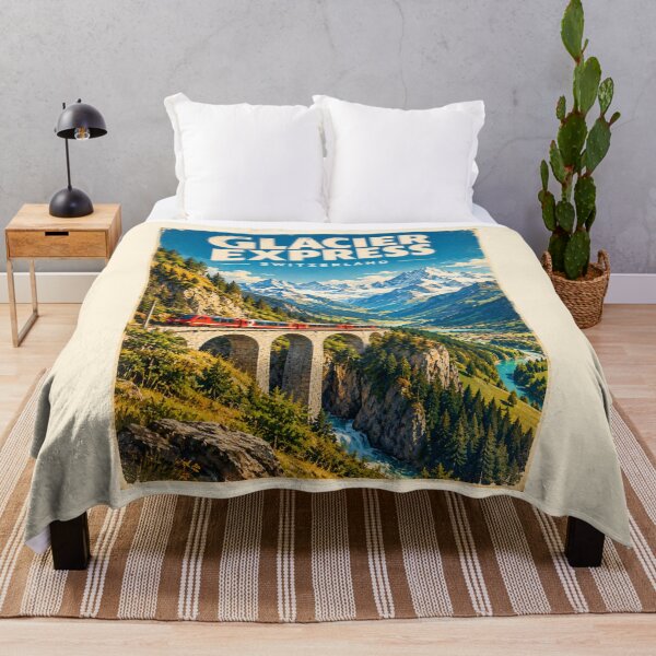Item preview, Glacier Express Switzerland Swiss Alps Vintage Travel Poster designed and sold by Globalcitytees.