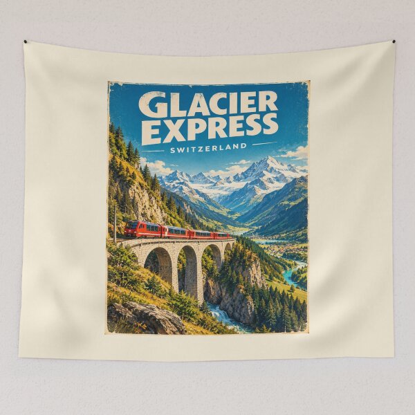 Item preview, Glacier Express Switzerland Swiss Alps Vintage Travel Poster designed and sold by Globalcitytees.