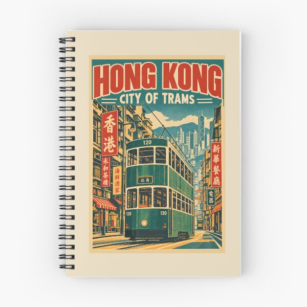 Item preview, Hong Kong Tram Vintage Travel Poster – City of Trams Retro Hong Kong designed and sold by Globalcitytees.