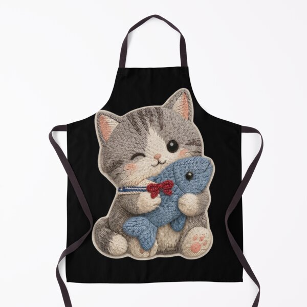 Item preview, Adorable Kawaii Kitty With Fish Stitched Patch Aesthetic T-shirt/Tee designed and sold by Alicjareign.