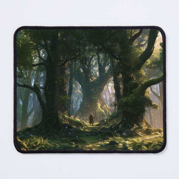 Item preview, A Wood Elf standing within an ancient forest of towering trees, surrounded by wildlife, Fantasy & Mythological Creatures designed and sold by CDC40.