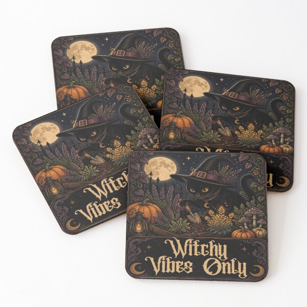 Item preview, Witchy vibes only black cat moon garden designed and sold by Bywithrose instant studio.