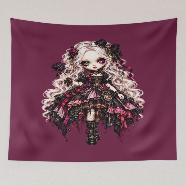 Item preview, Violetta The Broken Rose Doll – Creepy Cute Gothic Porcelain Doll designed and sold by TheInkRaven.