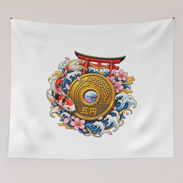 Item preview, Golden Koi and Five Yen Emblem - Japanese Goen Lucky Coin designed and sold by 4U---Store.