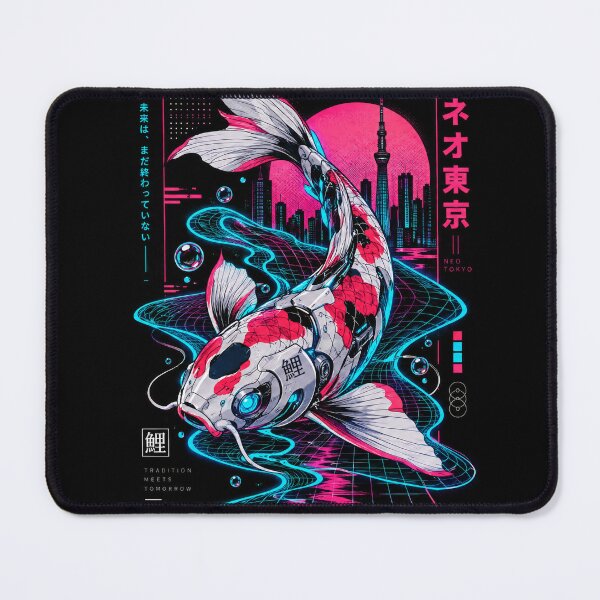 Item preview, Cyberpunk Cyber Koi - Neo Tokyo Synthwave Mecha Fish designed and sold by Ja-Bo.