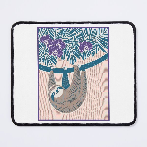 Item preview, Chill Sloth Hanging Out — Tropical Linocut Art designed and sold by Angry Swan Designs.