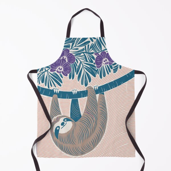 Item preview, Chill Sloth Hanging Out — Tropical Linocut Art designed and sold by Angry Swan Designs.
