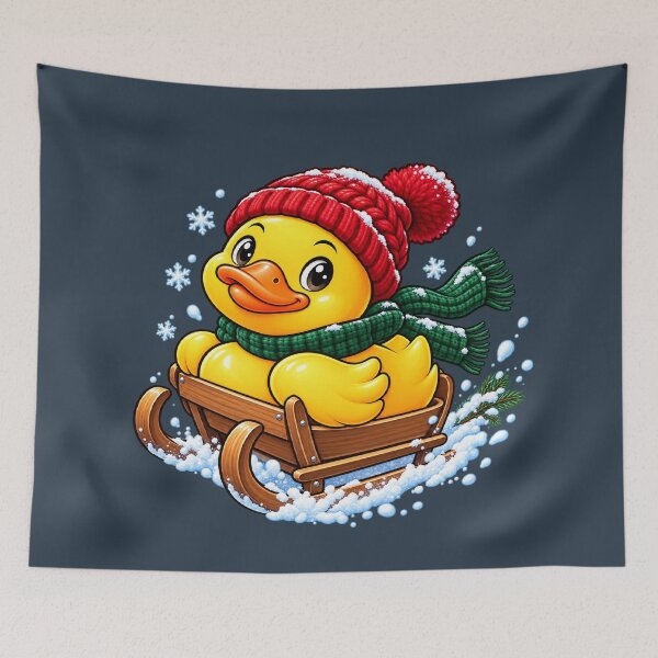Item preview, Christmas Rubber Duck Riding a Wooden Sled designed and sold by BROHLine Studio.