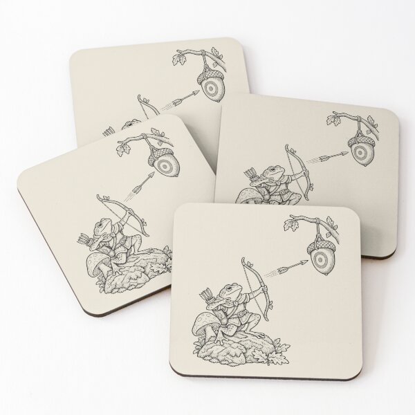 Item preview, Frog Archer Vintage Woodland Acorn Target Line Art designed and sold by AmiGraph.