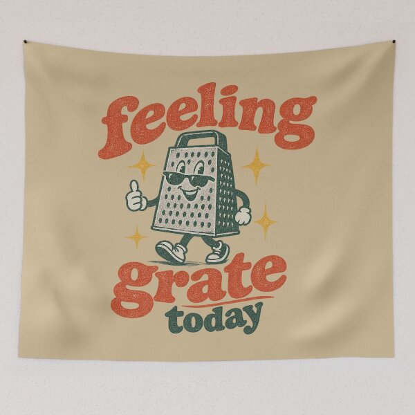Item preview, Feeling Grate Today - Funny Cheese Grater Vintage Cartoon Design designed and sold by Douglystuff.