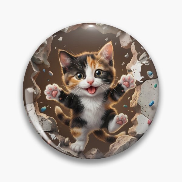 Item preview, Cheeky Kitten 3D Wall Breakthrough Concrete Hole designed and sold by design-rebell.