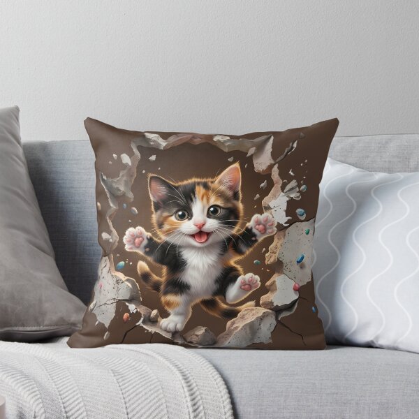Item preview, Cheeky Kitten 3D Wall Breakthrough Concrete Hole designed and sold by design-rebell.