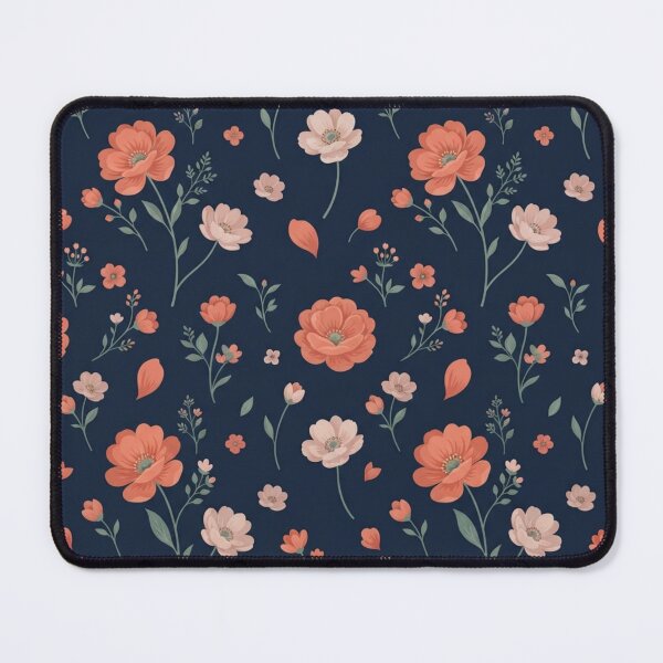 Item preview, Dark Navy Floral Seamless Pattern with Coral and Blush Flowers designed and sold by SeJaa.