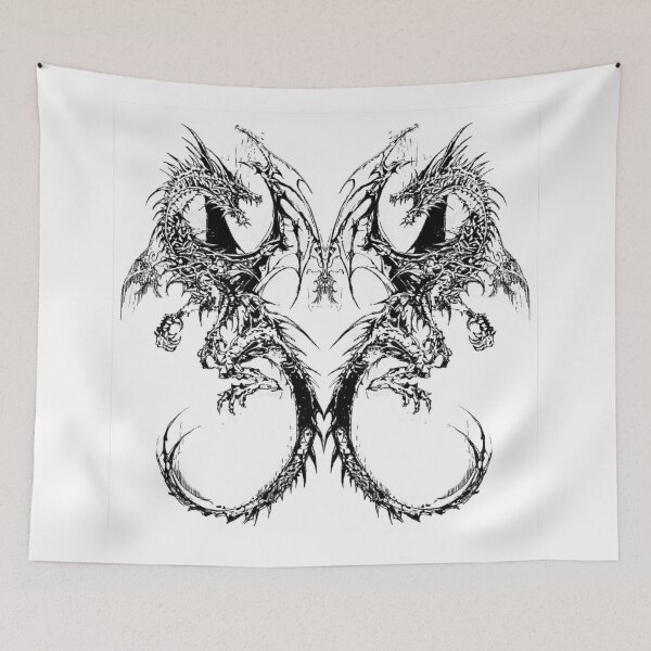 Item preview, Cyber Sigilism Dragon Symmetrical Gothic Tribal Art designed and sold by BrontesWhimsyStore.