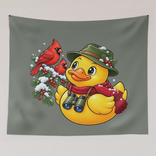 Item preview, Winter Birdwatcher Duck with Christmas Cardinals designed and sold by BROHLine Studio.