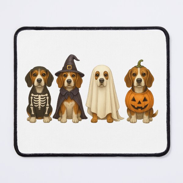 Item preview, Halloween Beagle Dogs Dracula Ghost Pumpkin Skeleton Four Costume Dogs designed and sold by elisarasada.
