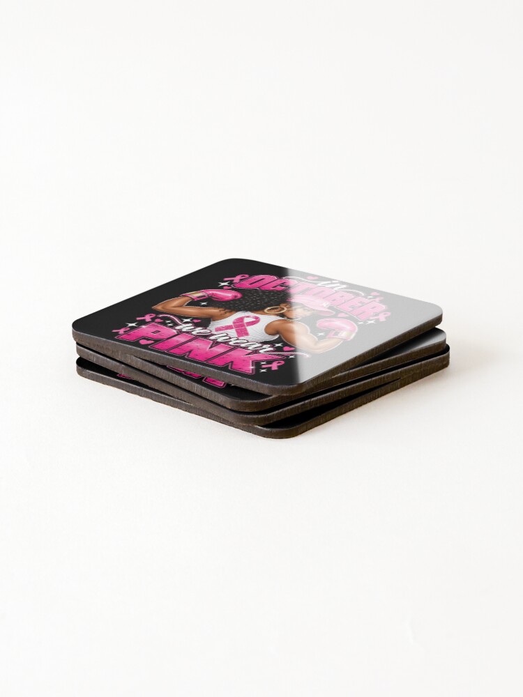 Thumbnail 4 of 5, Coasters (Set of 4), Breast Cancer Awareness October Pink designed and sold by ROUX-ART.
