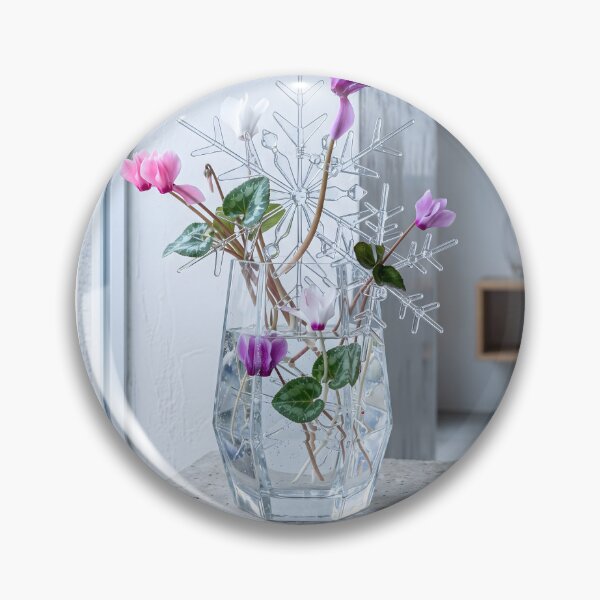 Item preview, Abstract Cyclamen and Glass Snowflake Ikebana - Confession of a Downcast Flower designed and sold by conohitoAI-ArtGallery.