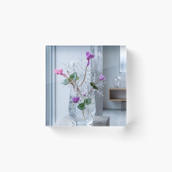 Item preview, Abstract Cyclamen and Glass Snowflake Ikebana - Confession of a Downcast Flower designed and sold by conohitoAI-ArtGallery.