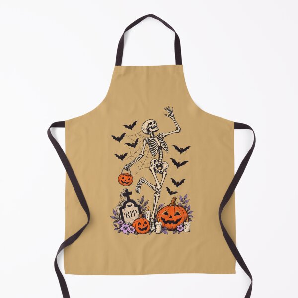 Item preview, Waving Skeleton with Pumpkins and Purple Flowers – Vintage Halloween designed and sold by adarth.