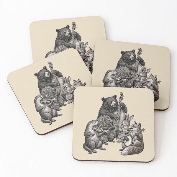 Item preview, Woodland Animal Bluegrass Band Vintage Folk Art designed and sold by AmiGraph.