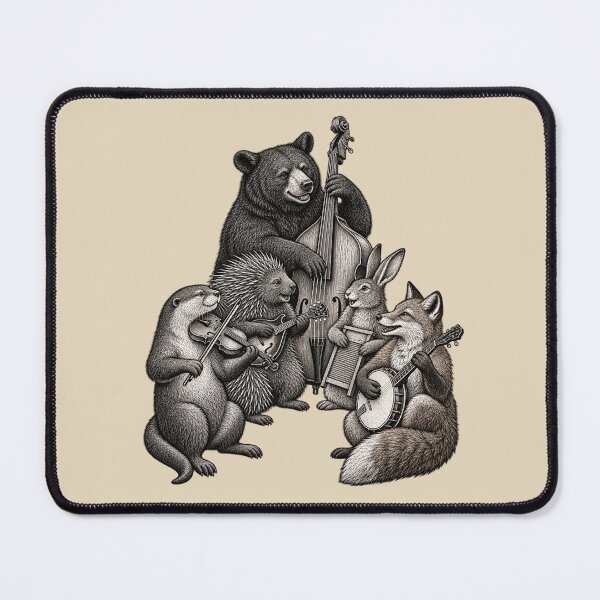 Item preview, Woodland Animal Bluegrass Band Vintage Folk Art designed and sold by AmiGraph.
