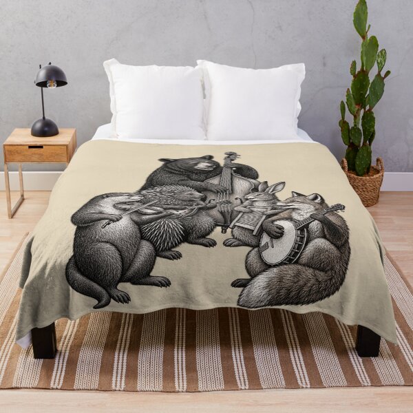 Item preview, Woodland Animal Bluegrass Band Vintage Folk Art designed and sold by AmiGraph.