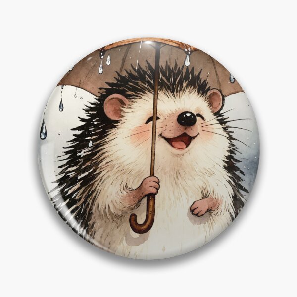 Item preview, Cute Hedgehog in the Rain - Watercolor Umbrella Art designed and sold by Darlin8888.