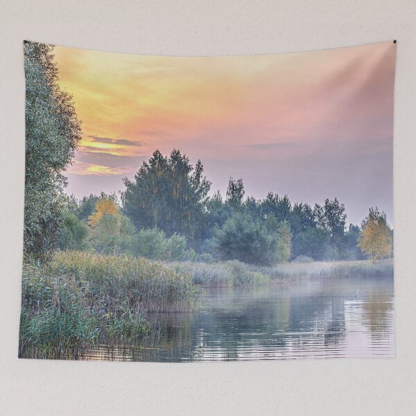 Item preview, Pastel Sunset Over the Misty Lake designed and sold by MariaAbaza.
