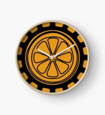 Ein Zahnrad und eine Orange, ein Uhrwerk Orange Uhr