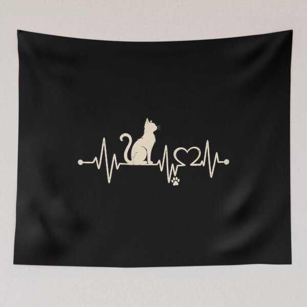 Artikelvorschau, Cat Heartbeat – Minimalist Cat Lover Heart Line Art entworfen und verkauft von GrimCuteStudio.