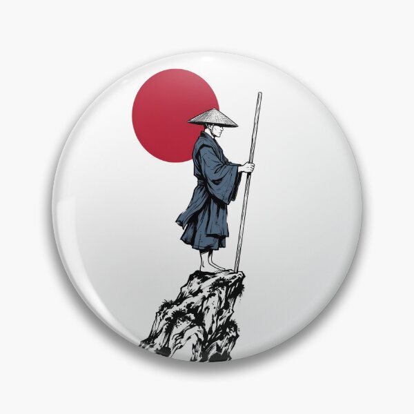 Item preview, Japanese Monk Wanderer Red Sun Cliff Art designed and sold by ArtLabCreations.