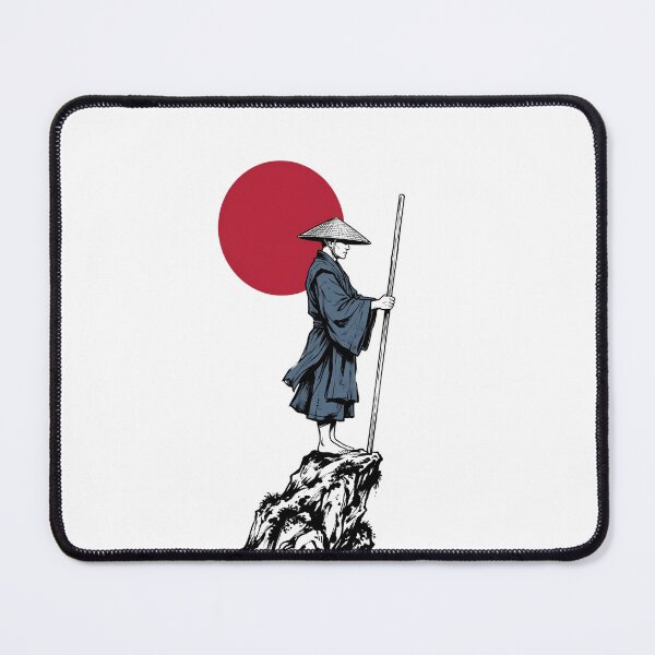 Item preview, Japanese Monk Wanderer Red Sun Cliff Art designed and sold by ArtLabCreations.