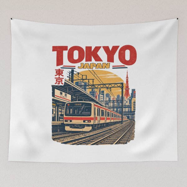 Item preview, Tokyo Japan Vintage Railway Train Retro Transit Poster designed and sold by Globalcitytees.