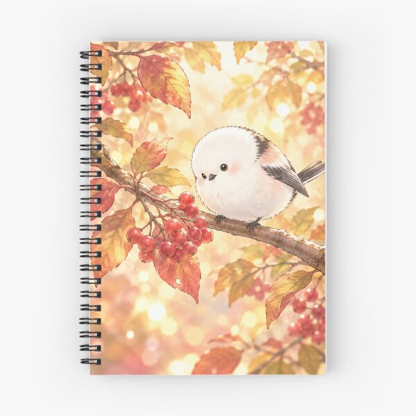 Item preview, Shima Enaga Snow Fairy Bird with Red Berries and Golden Autumn Leaves designed and sold by AshiraCreations.