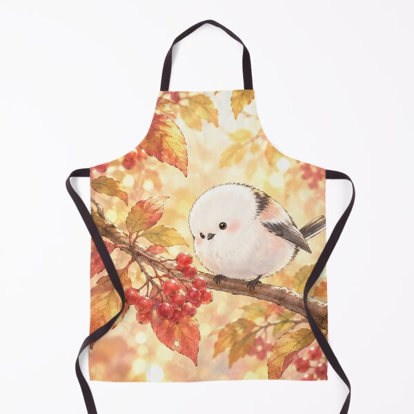 Item preview, Shima Enaga Snow Fairy Bird with Red Berries and Golden Autumn Leaves designed and sold by AshiraCreations.