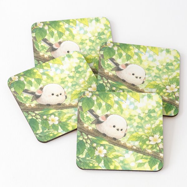 Item preview, Curious Shima Enaga Snow Fairy Bird Among White Spring Blossoms designed and sold by AshiraCreations.