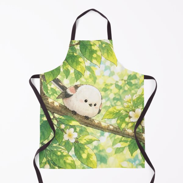 Item preview, Curious Shima Enaga Snow Fairy Bird Among White Spring Blossoms designed and sold by AshiraCreations.
