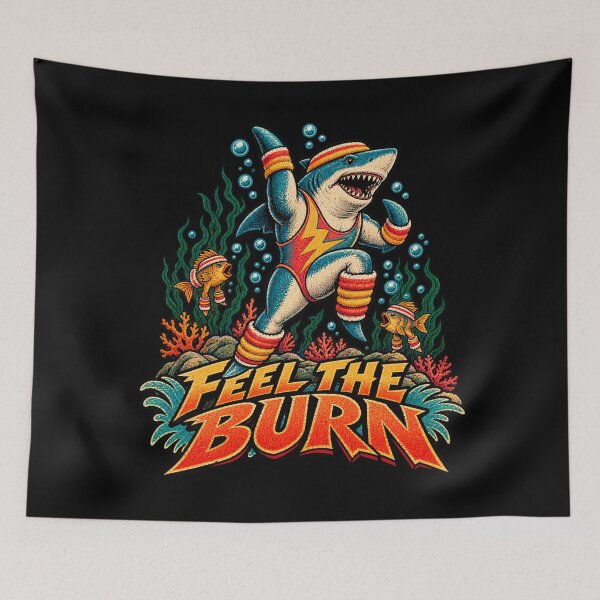 Item preview, Feel the Burn Workout Shark designed and sold by Pandaburba.