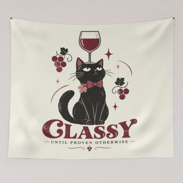 Item preview, Classy cat with wine glass design designed and sold by anytka.