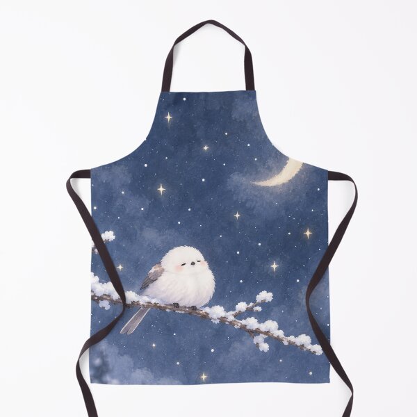 Item preview, Sleeping Shima Enaga Snow Fairy Bird Under a Crescent Moon and Stars designed and sold by AshiraCreations.