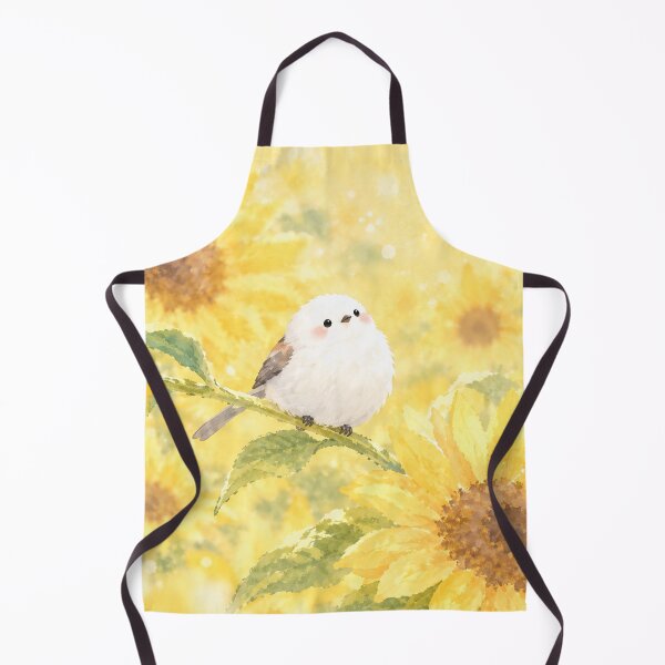 Item preview, Shima Enaga Japanese Snow Fairy Bird in Golden Sunflowers designed and sold by AshiraCreations.