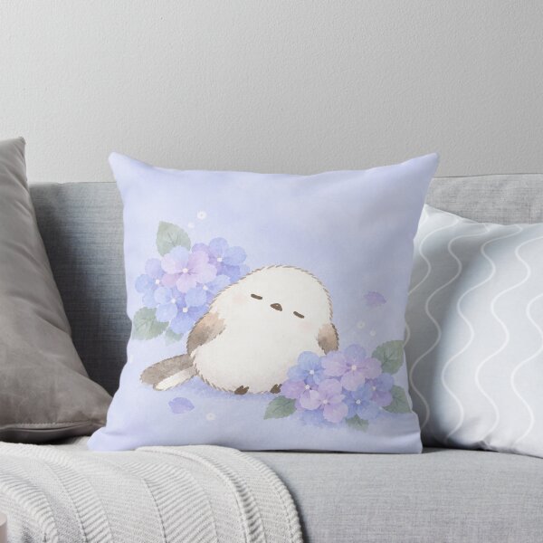 Item preview, Sleeping Shima Enaga Snow Fairy Bird with Blue and Purple Hydrangeas designed and sold by AshiraCreations.
