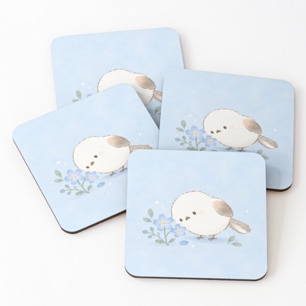 Item preview, Shima Enaga Snow Fairy Bird Admiring Blue Flowers designed and sold by AshiraCreations.