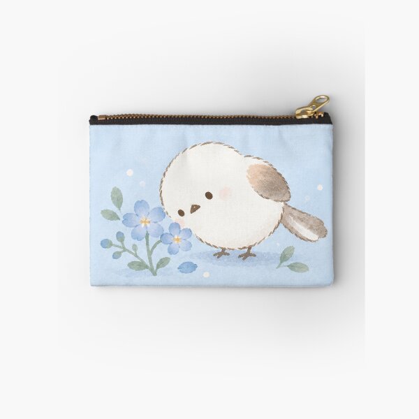 Item preview, Shima Enaga Snow Fairy Bird Admiring Blue Flowers designed and sold by AshiraCreations.